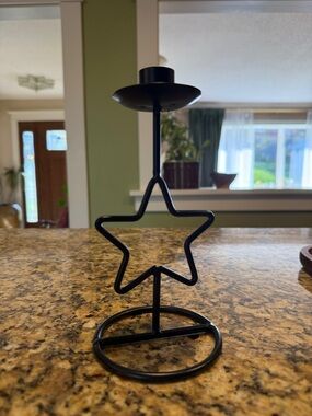 Vintage Metal Celestial Star Taper Candle Holder